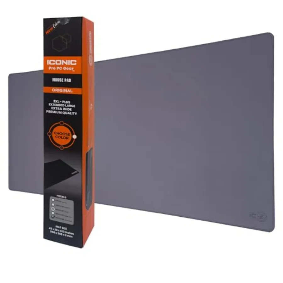 

Игровой коврик для стола 4XL, увеличенный размер, 54x23, стальной серый, толщина 4 мм, с прошитыми краями, водонепроницаемый, с нескользящим основанием для идеального рабочего пространства