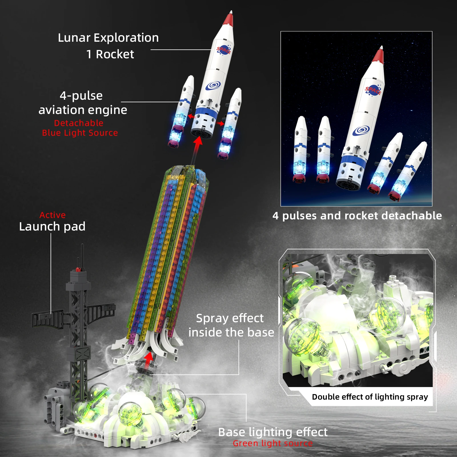 K96171 宇宙シリーズ航空宇宙スーパーロケットビルディングブロック、DIYおもちゃモデル組み立て、子供のギフトとホームデスクトップデコレーション