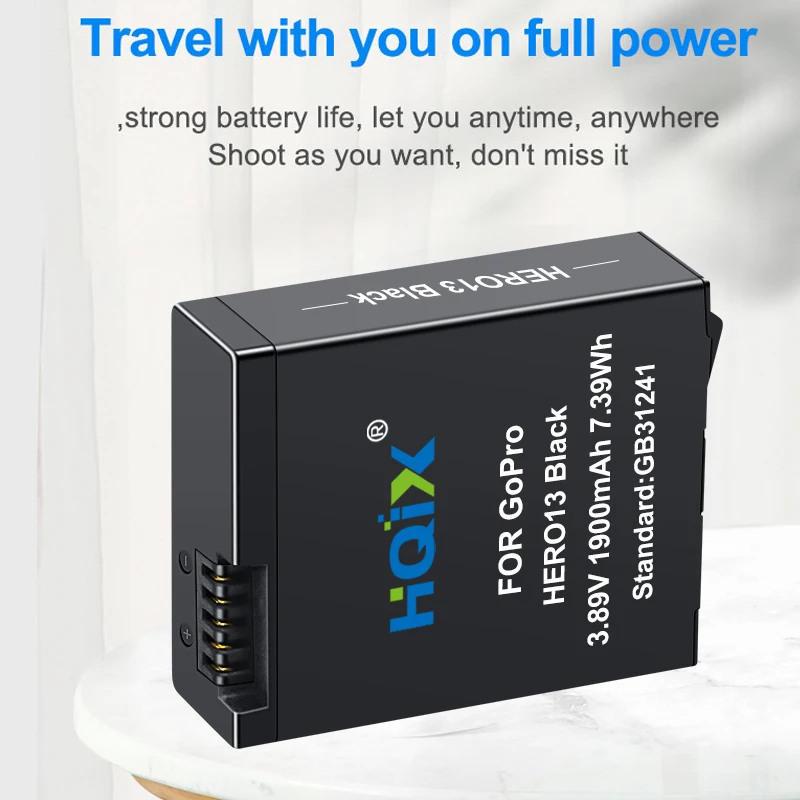 HQIX for Gopro Hero13 Black Action Camera Battery USB Three Charger