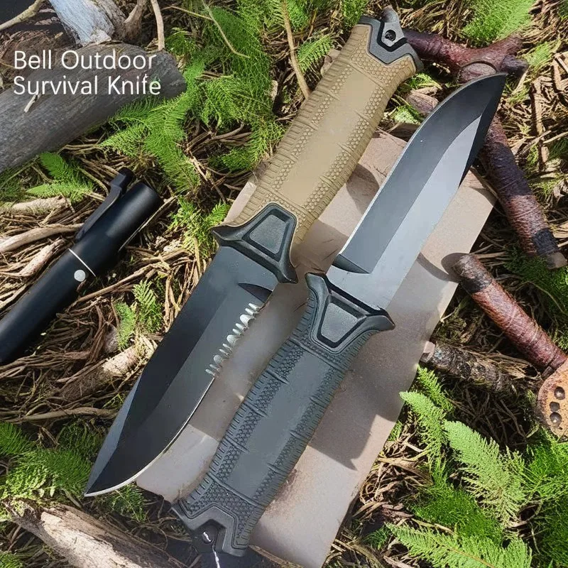 GB Tactical Fixed Blade Knife 440C Serrated/Full Blade FRN Fiberglass Handle Gift Outdoor EDC Survival Hunting Camping Tools