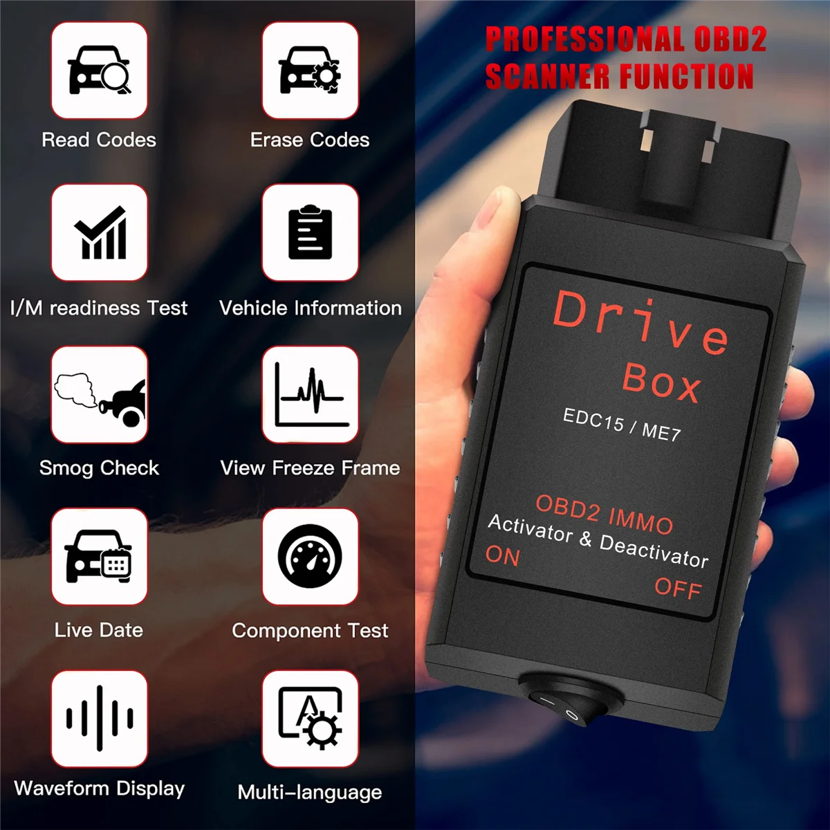 Caja de accionamiento EDC15/ME7 OBD2 IMMO, activador, accesorios para coche