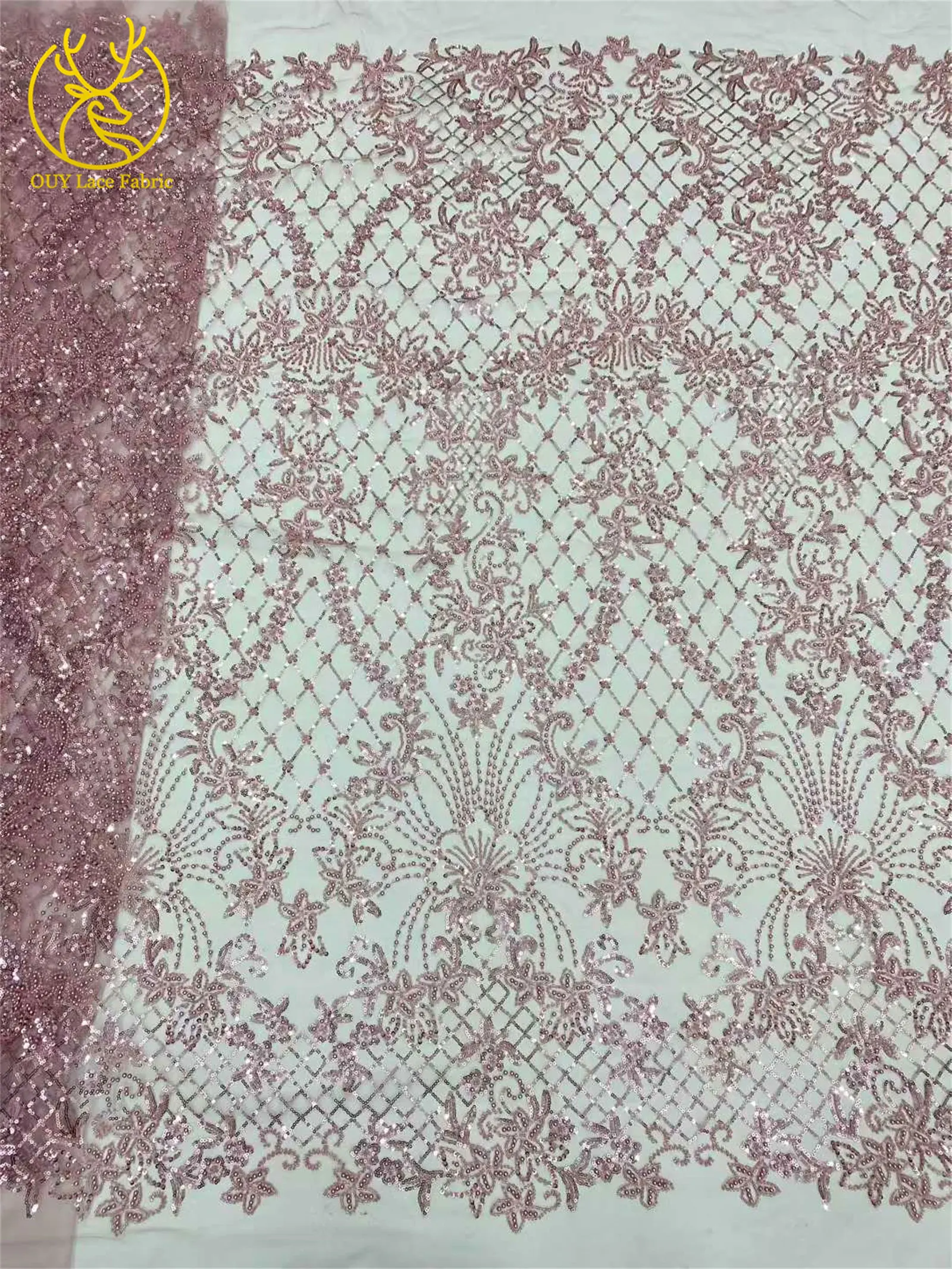Roter afrikanischer Perlen-Spitzenstoff 2026, hochwertiger nigerianischer Pailletten-Spitzenstoff für Damen, Hochzeitskleid und Abendkleid, Nähen – Detail 15