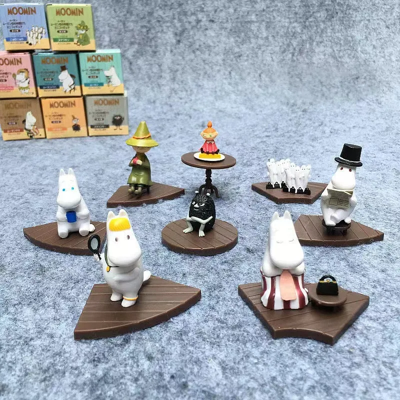 8pcs Moomins Action Figure Kawaii Muumi DIY Cartoon PVC Model Collectible Ornaments Birthday Gifts Children Kids Toys