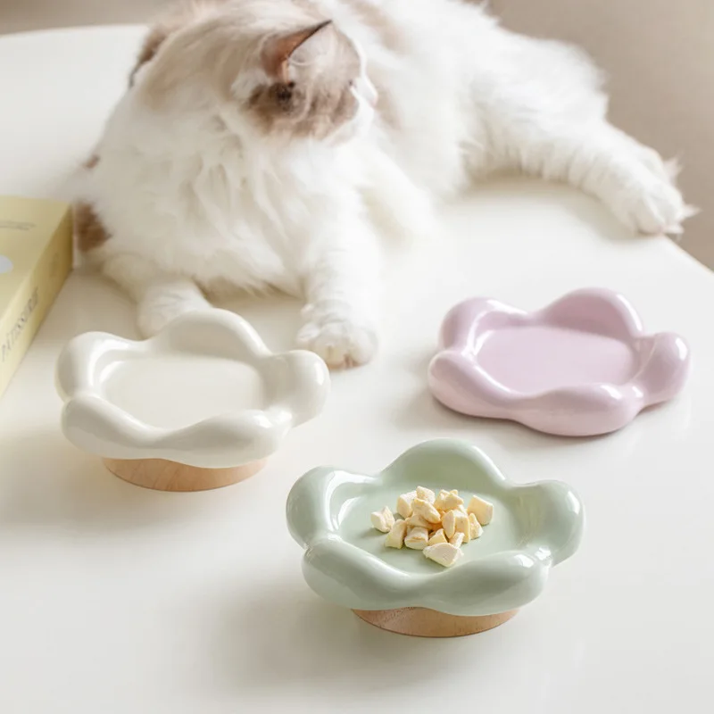 2027 Pet Ceramic Bowl Cervical Spine Protection Cat Bowl Cat Food Snack Bowl Pet Dinner Plate Dog Food Bowl Pet Snack Tray
