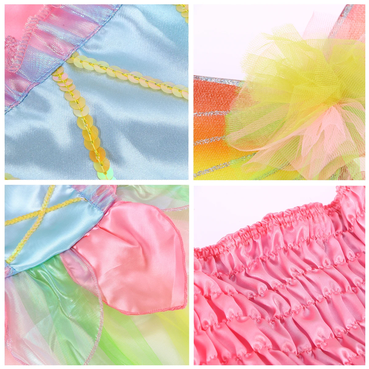 

Rainbow Fairy Cosplay Dress Kids Angel Costume Wings Party Size 110-140Cm Princess Performance Outfit Gift For Children Costumes
