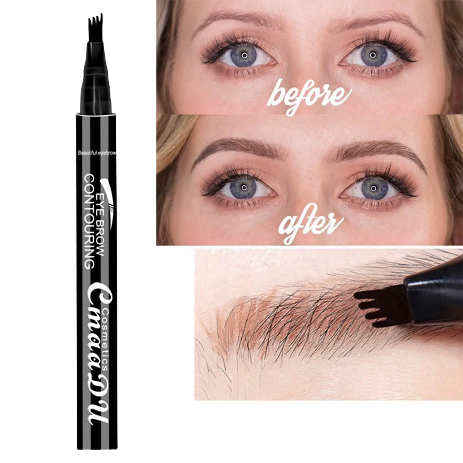 Wodoodporny pisak do brwi z efektem tatuażu microblading, ołówek 3D do brwi poprawiający wygląd oczu.