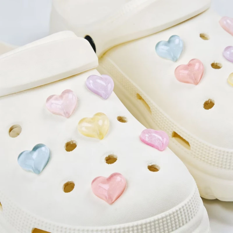 12PCS Shoe Charms Set Fashion Accessories Hole Shoe Buckle Shiny Cute Heart DIY for Bogg Bags And Shoe Decorations