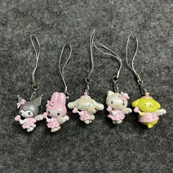 Sanrio Pink Angel  Keychain Anime Figure Hello Kitty Kuromi Cinnamoroll Kawaii Toys My Melody Cartoon Model Gifts for Children