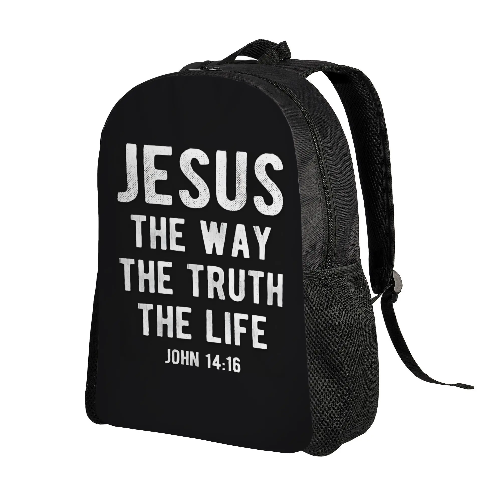 Jesus The Way The Truth The Life John 14 16 Fashion Printed Backpack Student Boys Girls BookBag School Bag Computer Shoulder Bag