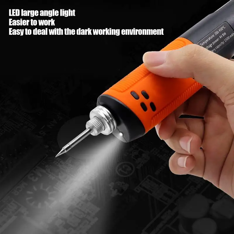 

Cordless Soldering Iron Kit USB C Soldering Iron Desoldering Tool Precision Tip Adjustable Temperature Digital Display For