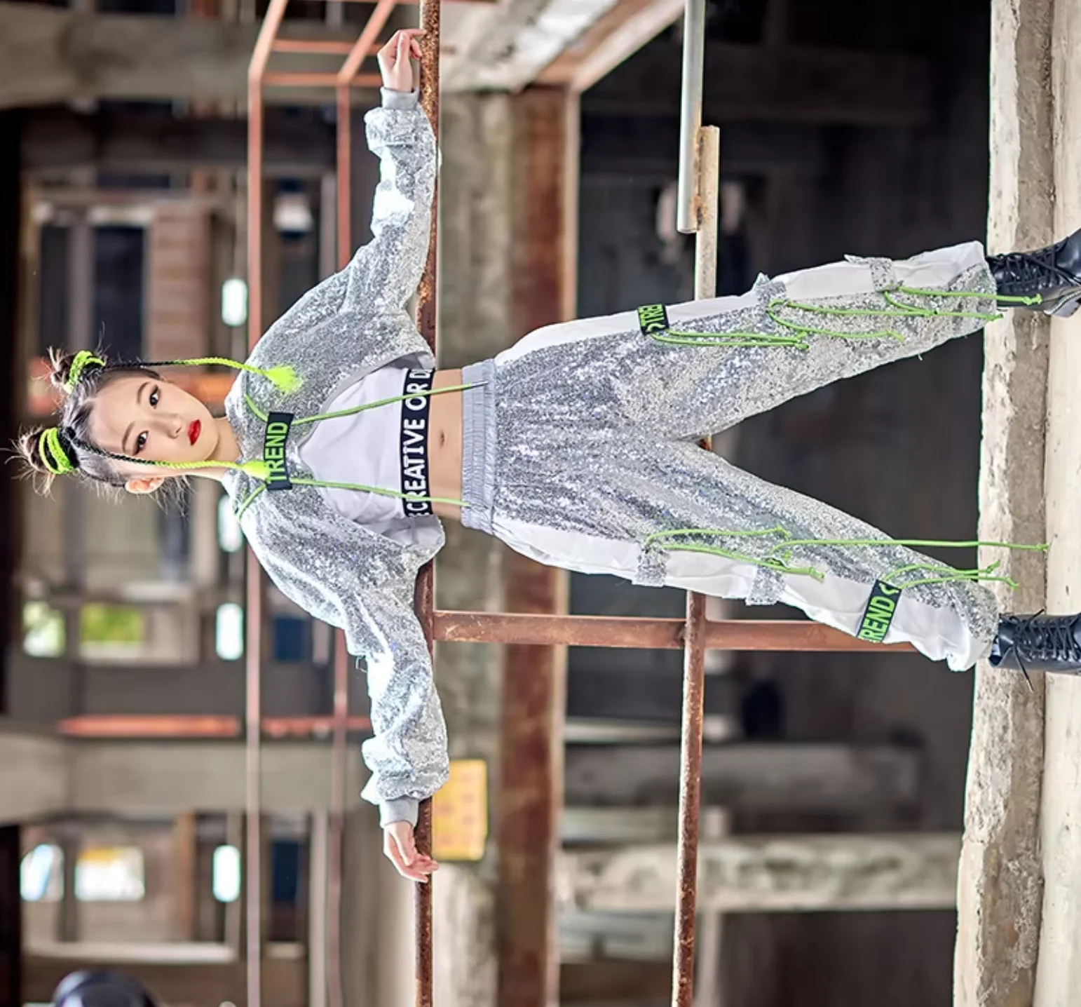 NewJ azz-trajes de lentejuelas plateadas para niños y niñas, ropa de danza moderna de Hip Hop, trajes de actuación en el escenario de baile de tambor de Hip Hop