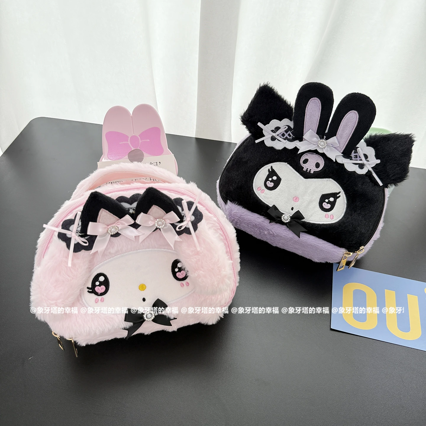 Urocza pluszowa kosmetyczka anime Hello Kitty Cinnamoroll Kuromi My Melody, miękka torba na kosmetyki do organizacji makijażu, pluszowa torba dla dziewczynki.