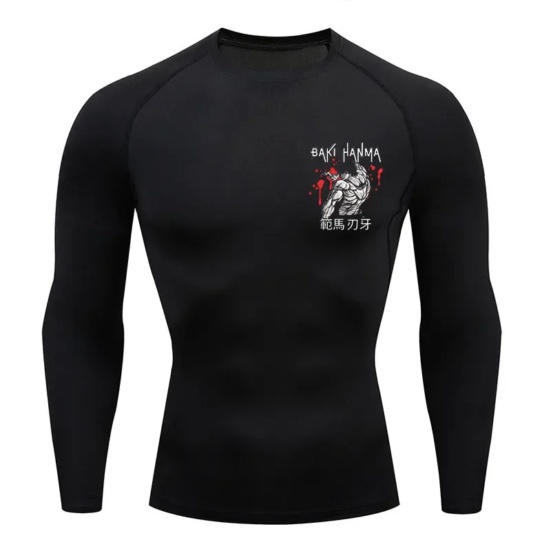 

Anime Baki Men's Compression Shirt Fitness Running Spring and Summer Long-sleeved Top T-shirt Quick-drying Sports Shirt S-3XL