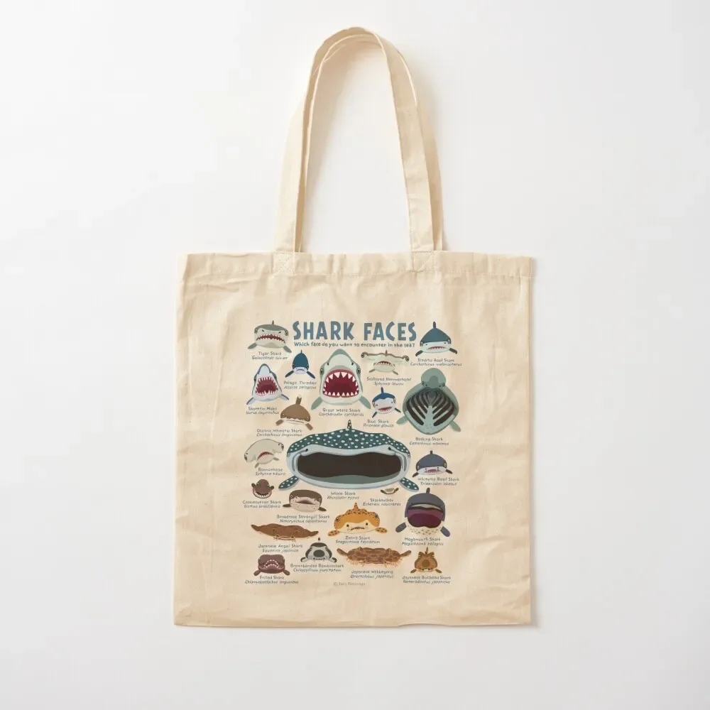 Shark Faces Tote Bag กระเป๋าโท้ท กระเป๋าถือผู้หญิง กระเป๋าผู้หญิง 2025 กระเป๋านักช้อป