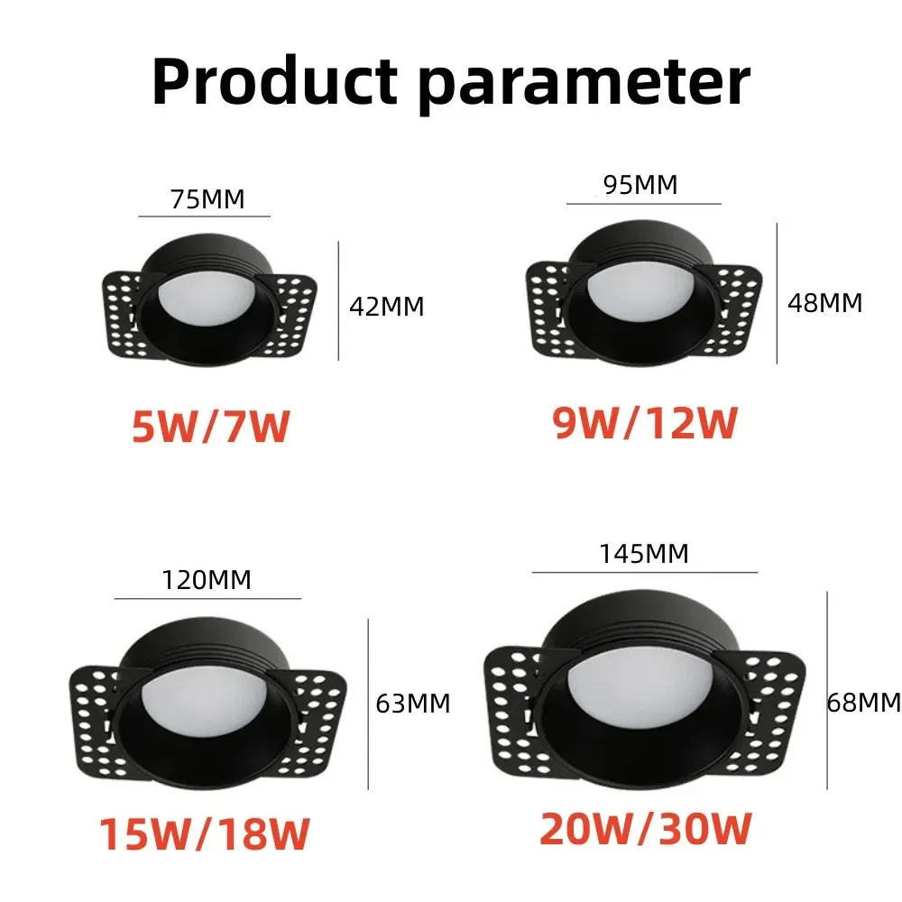 LED interior decoration three color dimmable light, borderless and adjustable, embedded ceiling light for home decoration
