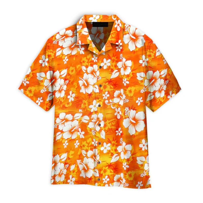 New 2024 Summer Hawaii Shirt Hawaiian Holiday Flower 3D Print Fashion Harajuku Beach Travel Camisa Casual Oversized Blouse Lapel