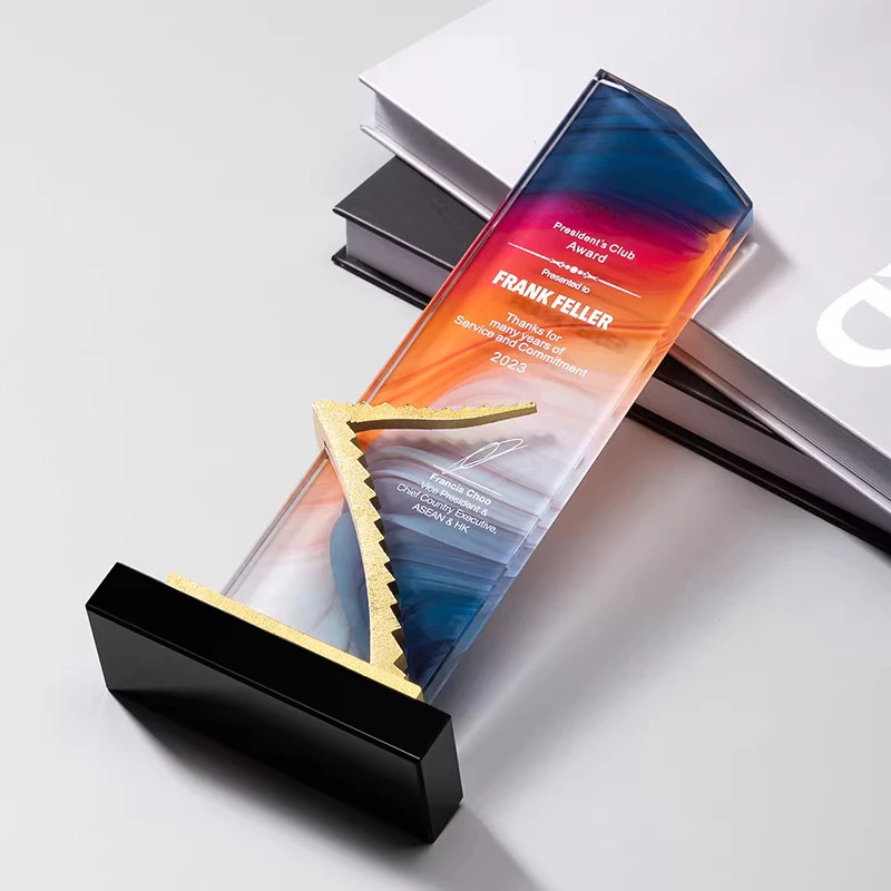 Customized Crystal Trophy, Color Printing Prize Sports Annual Meeting Award Outstanding Employee Souvenir, Home Decorations, 1Pc