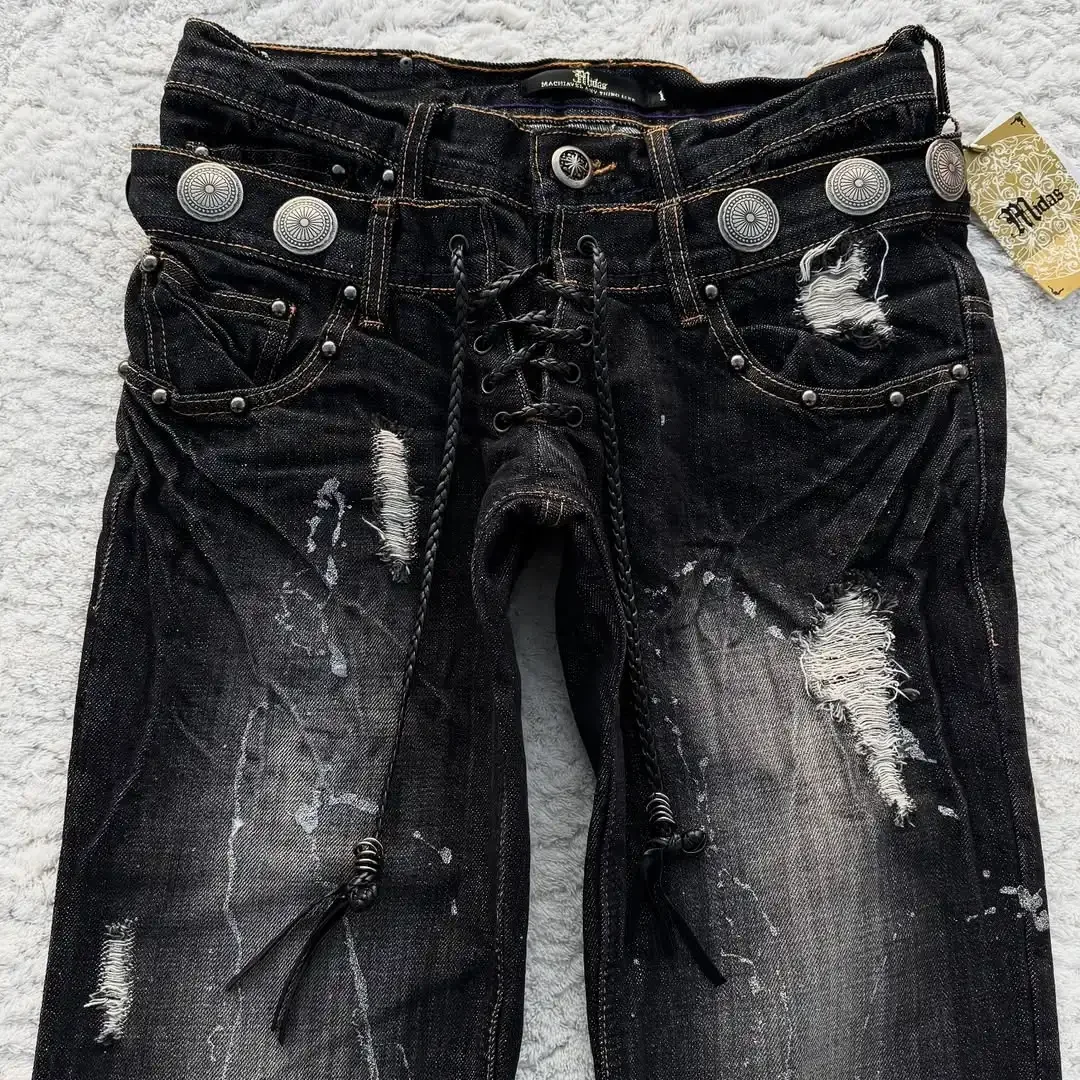 Jeans causali a doppia vita alla moda da uomo American Street Jeans larghi hip-hop neri a gamba larga Jeans punk gotici unisex