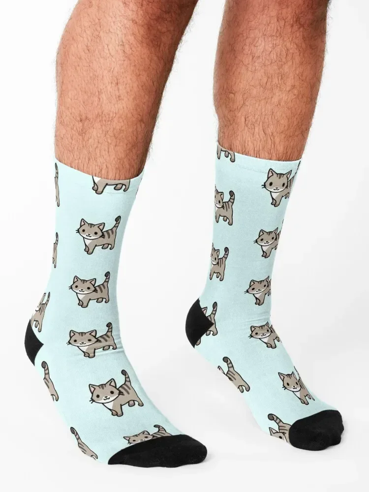 Grey Tabby Cat Socks happy Stockings sport shoes Girl'S Socks Men's