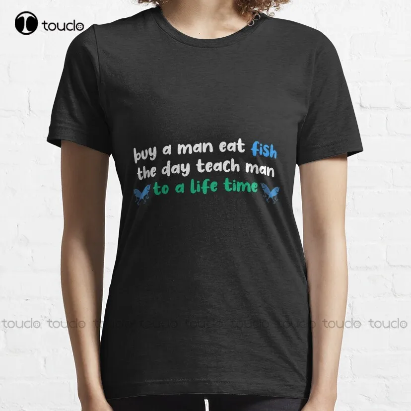 Buy A Man Eat Fish The Day Teach Man To A Life Time Joe Biden T-Shirt Red Tshirts For Women Custom Aldult Teen Unisex Xs-5Xl