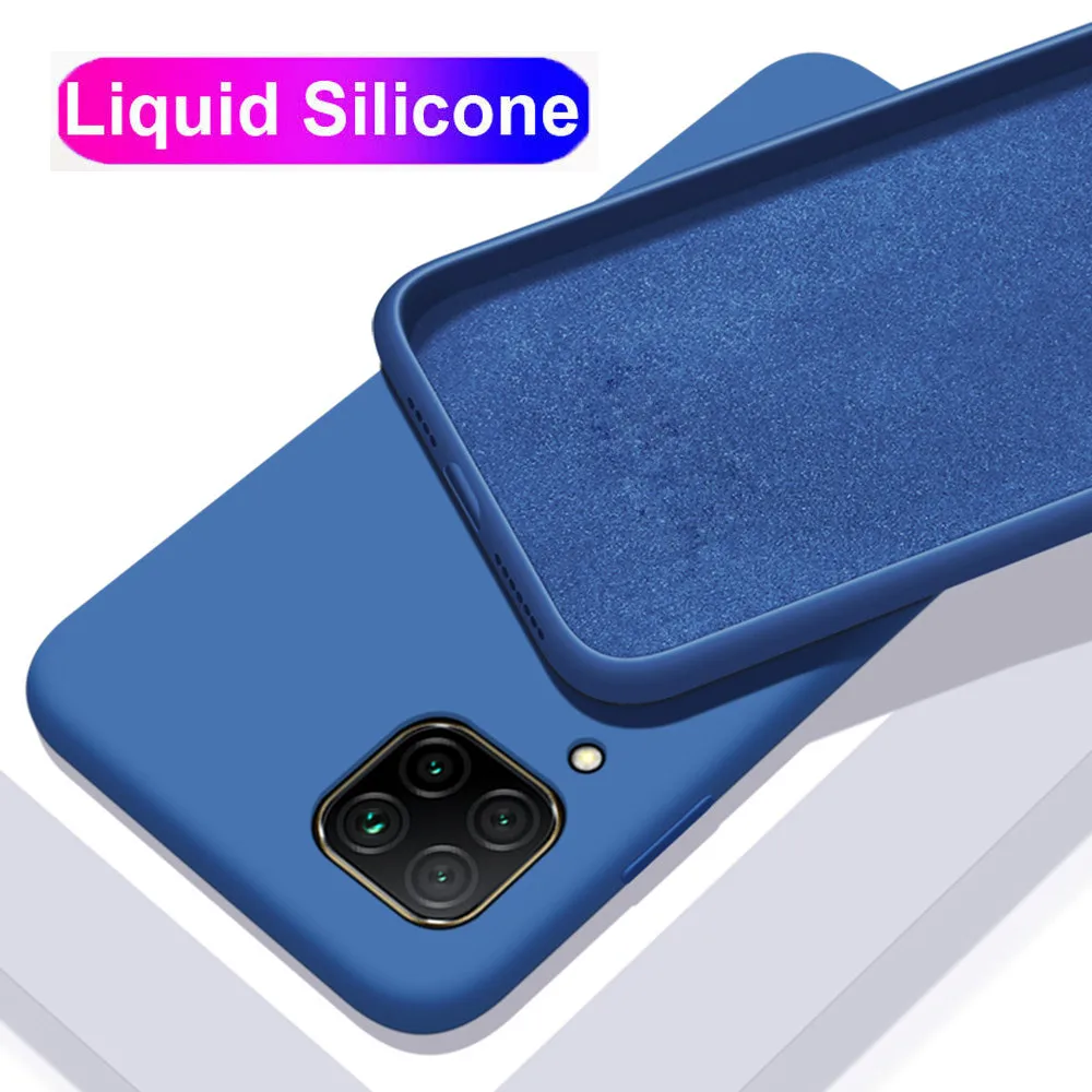 Silicone Case For Huawei P40 lite P20 P30 Pro Mate 20 Y6 Y7 P Smart 2019 Liquid Cover on Honor 20 9X 8X 8A 10i 10 9 lite Case