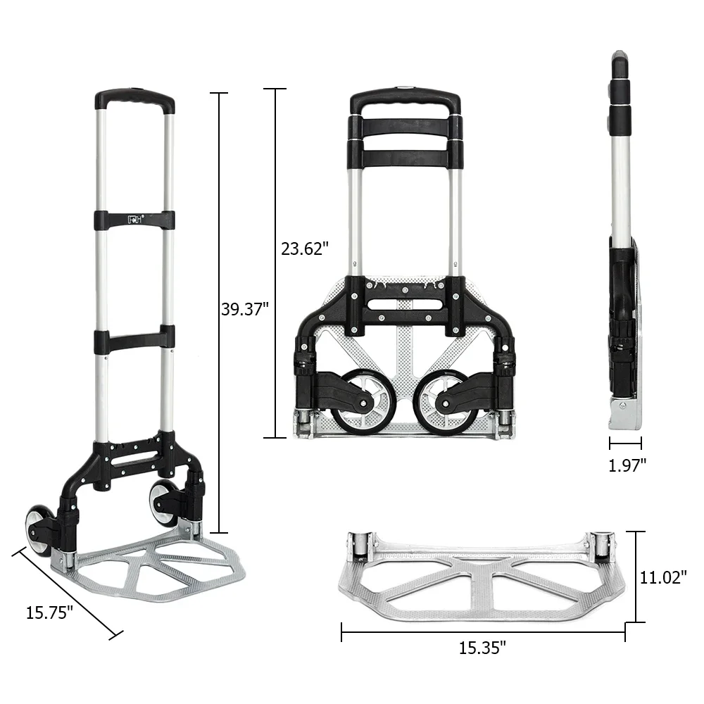 Portable Foldable Telescopic Trolley Luggage Trolle Black