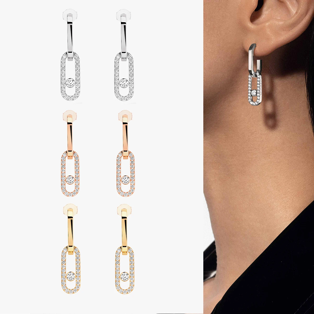 

S925 Sterling Silver Personalized Earrings, Diamond Earrings, Bold and Avant-garde Valentine's Day Gifts for Women