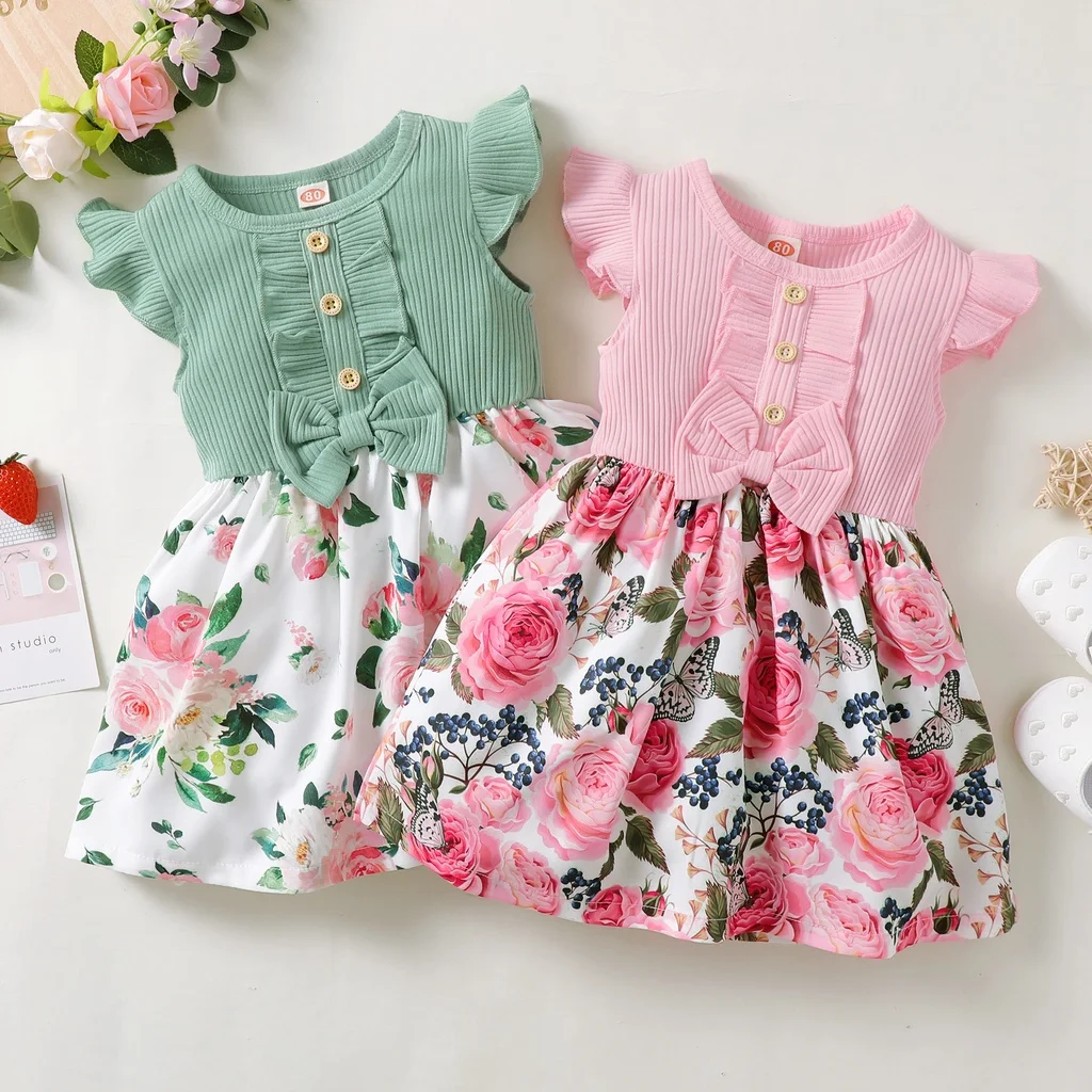 1-5 Years Kids Girls & Toddler Girl Summer Dress Sleeveless Floral Princess Dress Fashion Cute Daily Casual Children Girl Dress