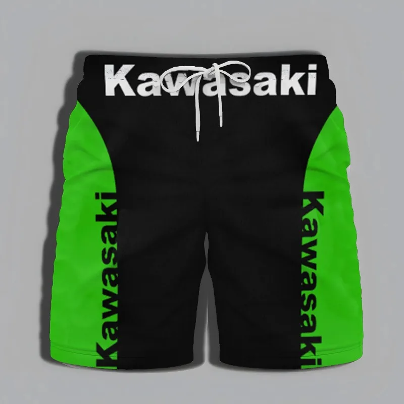 2025 new high-quality hot selling shorts, Kawasaki logo motorcycle rider shorts, fashionable printed sports shorts, high-end bea