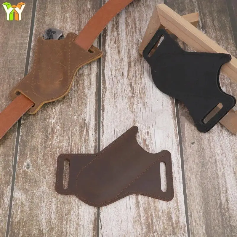 1pc Folding Folding Knife Belt Pouch PU Leather Scratch Resistant Storage Sheath Folding Knife Pocket Knife Camping Storage Tool view 3
