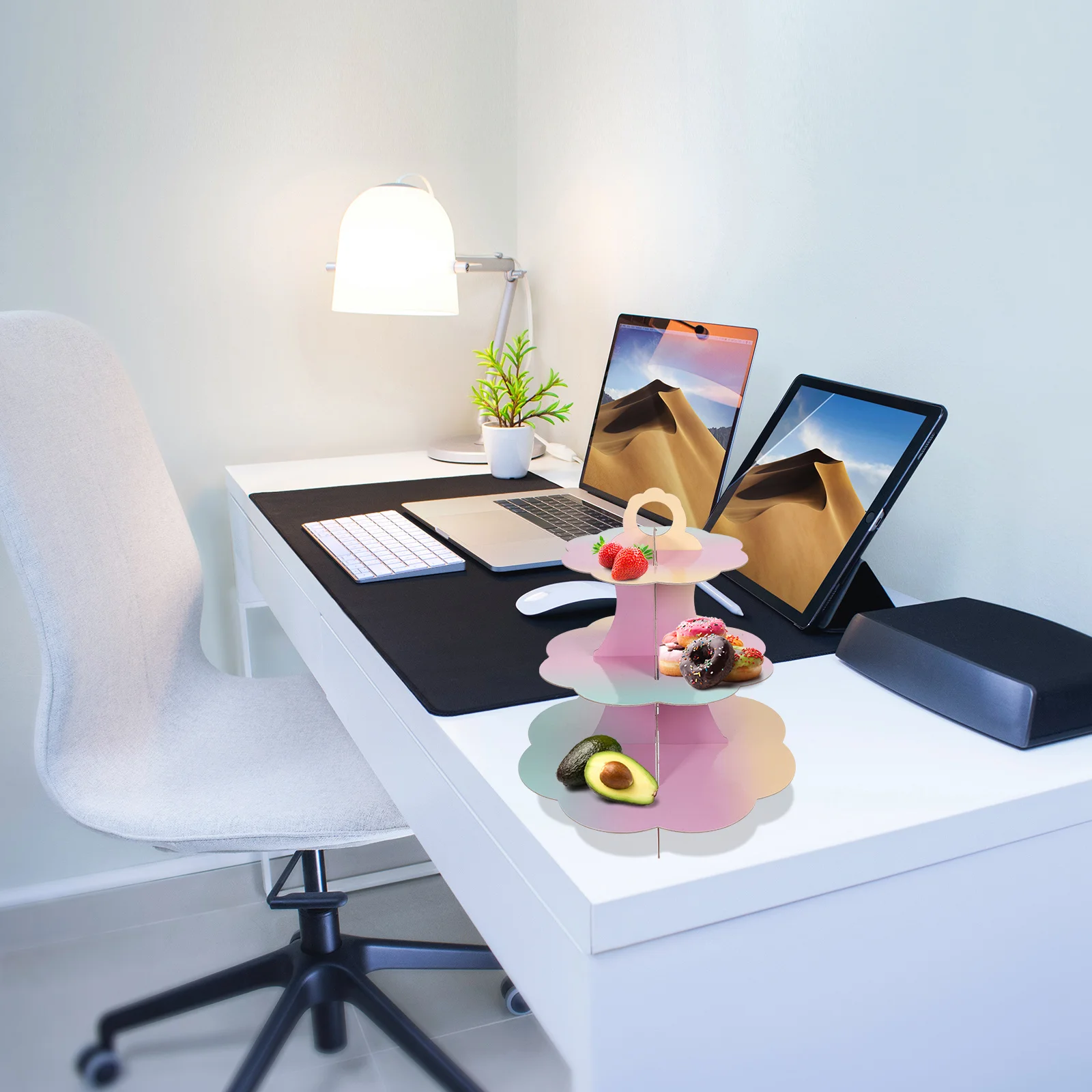 

3 Tier Rainbow Cake Stand Paper Decorative Cup Cake Tier Stand Easy Assemble Multi Function Dessert Holder Kitchen Supply