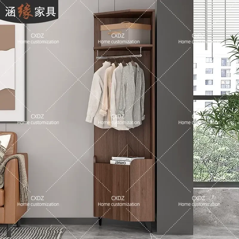 Multifunctional Corner Coat Rack Open Shelf Wardrobe for Foyer Bedroom Bedside Hanging Storage Organizer Household Entryway