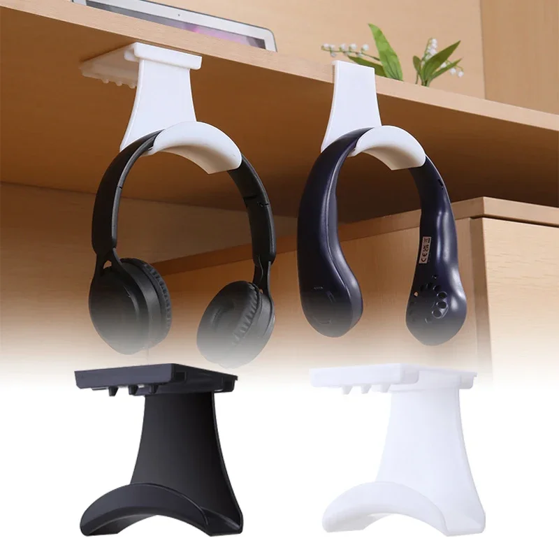 

Universal Headphone Stand Adhensive Plastic Wall Mount Hanger Under Desk Headset Rack Holder Support For Gaming Earphone Bracket