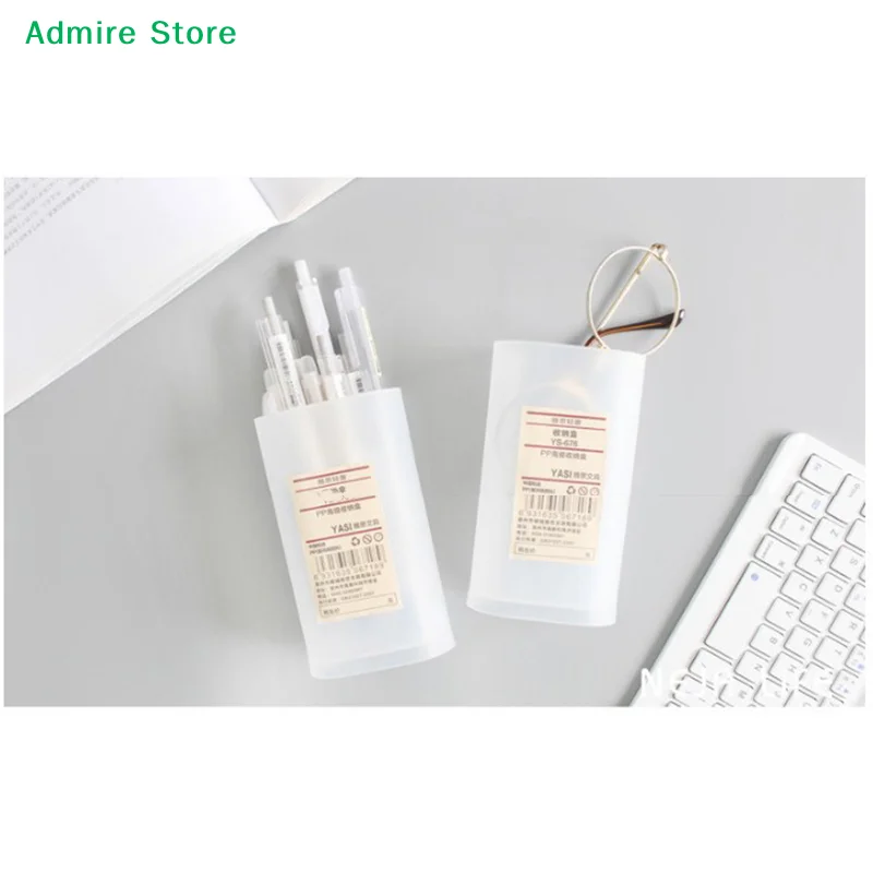 [G]Transparent Pencil Case Plastic Simple Stationery Solid Color Student Pencil Box