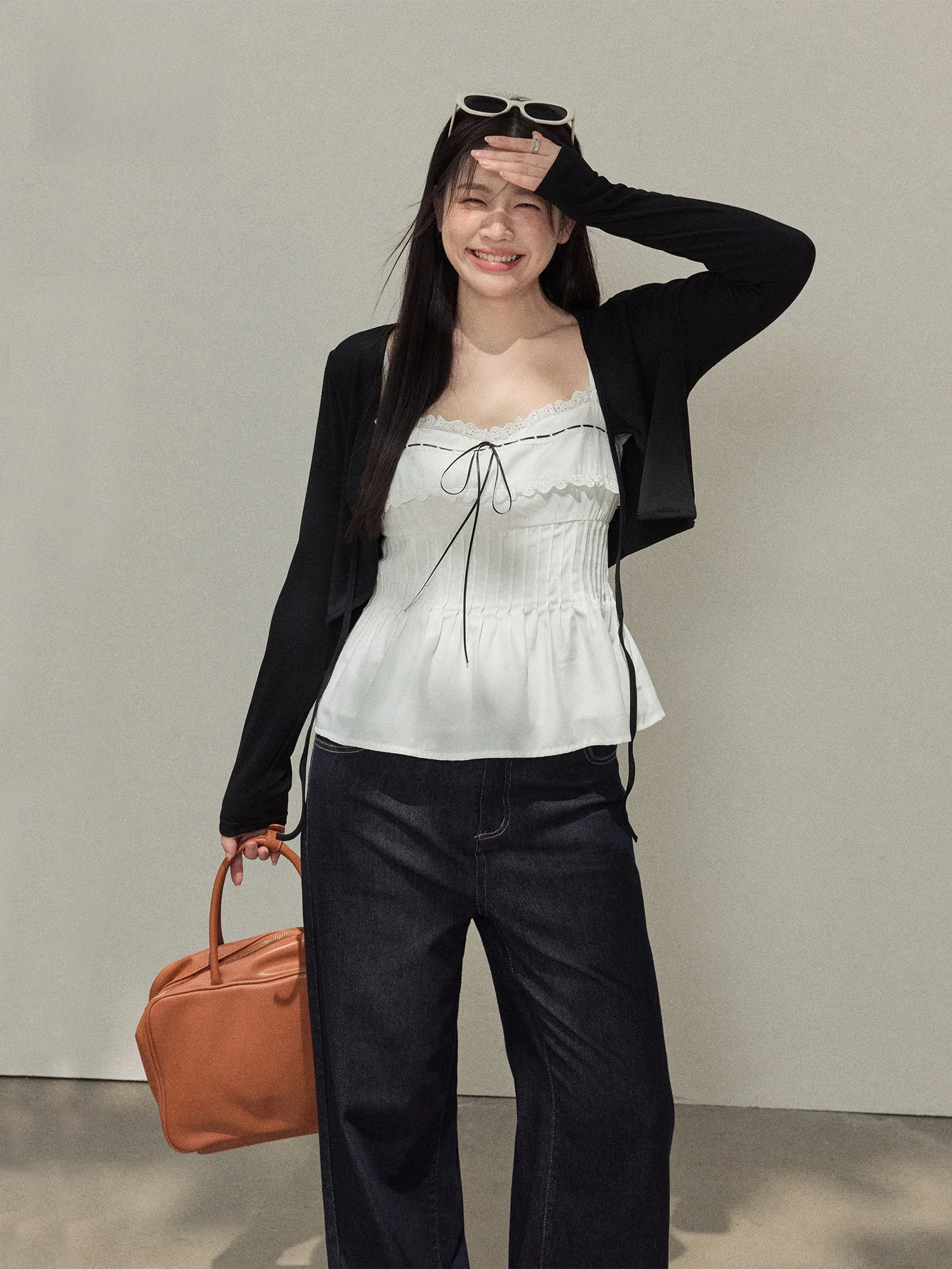 

Джинсовый комплект для похудения с высокой талией, большие размеры, женский модный корейский кружевной комплект для поездок на работу, длинная цветная футболка свека