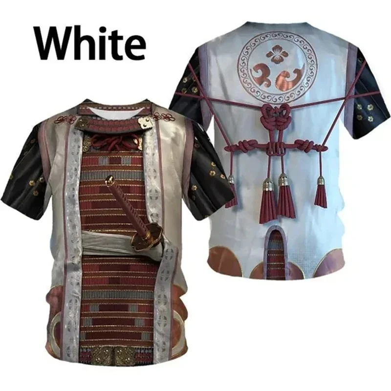 3D Stampato Fresco Samurai Armatura T Shirt Da Uomo Cosplay Medievale Vintage Grafica T-Shirt Casual Manica Corta O-Collo Magliette Street Top