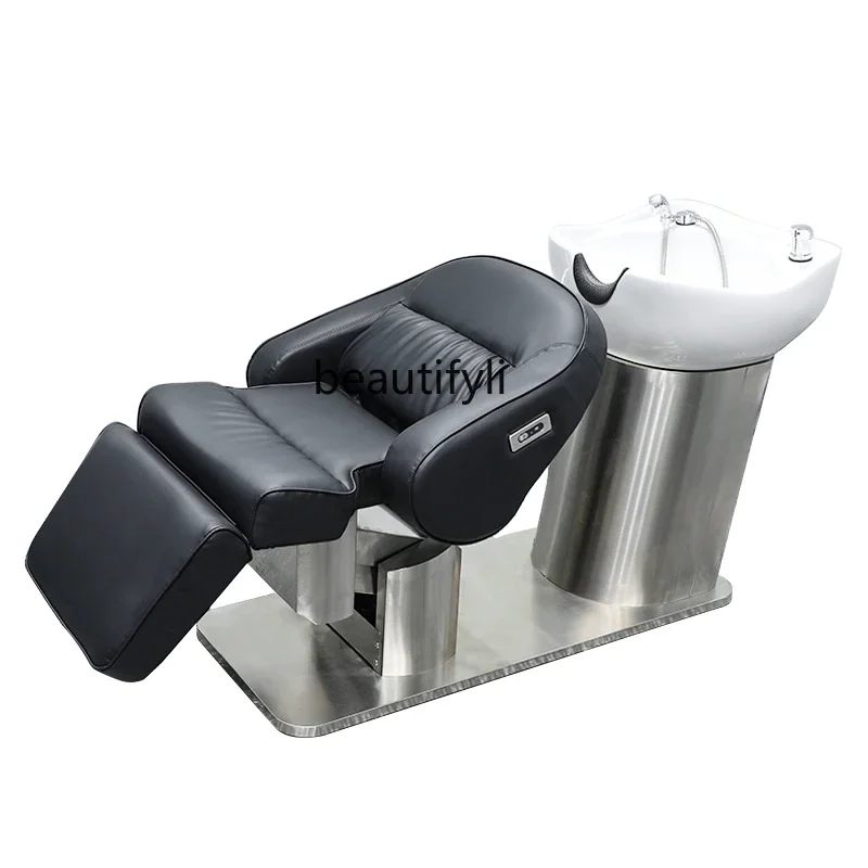 

xx1Shampoo Chair Beauty Salon Electric Flushing Barber Shop Automatic Head Therapy Bed Hair Salon
