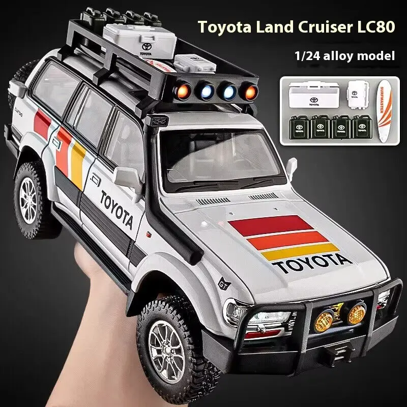 1/24 Toyota Land Cruiser LC80 Advanture Camping SUV Toy Car Diecast Metal Alloy Miniature Model Collection Gift