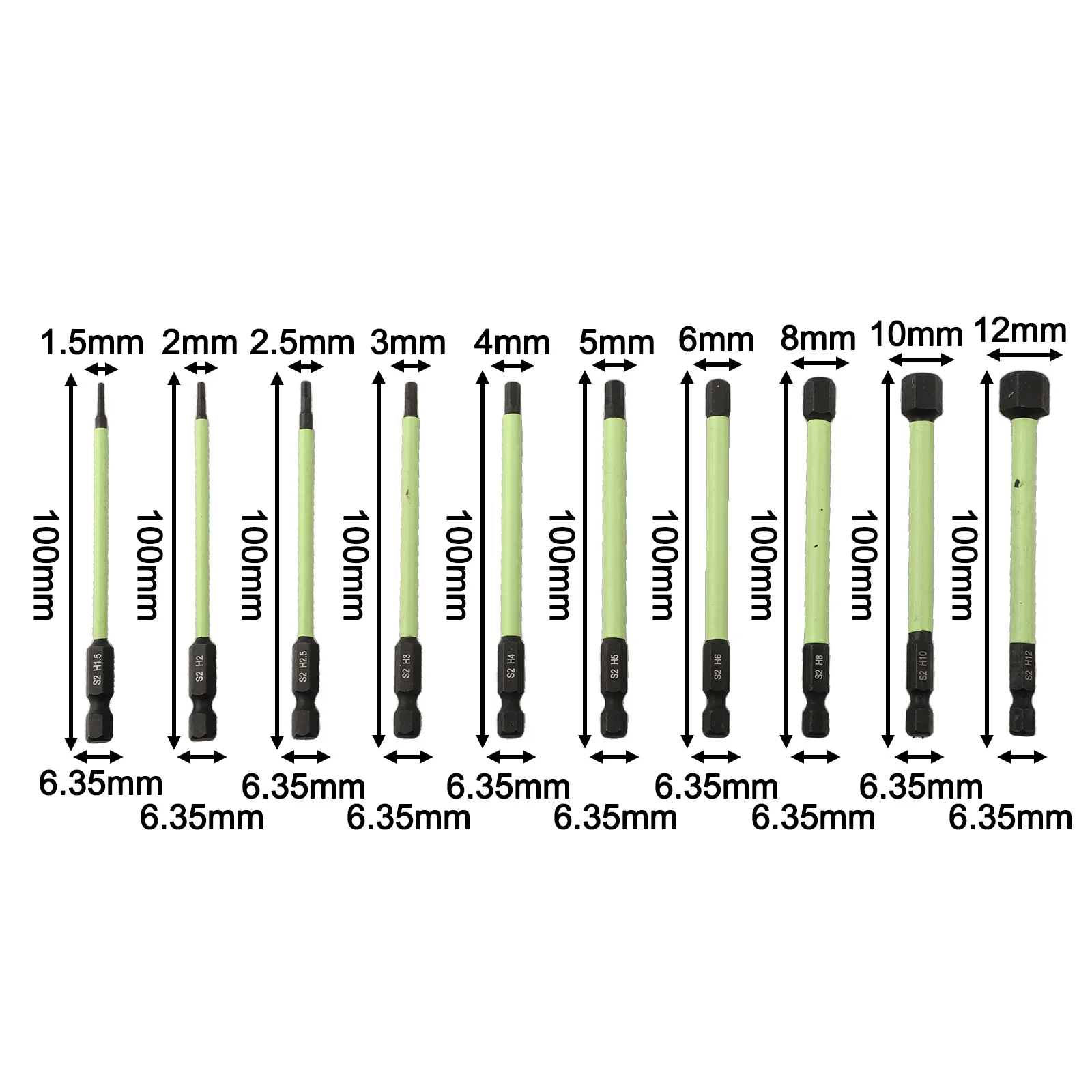 Screwdriver Bit Set Featuring Strong Magnetic Tips Sized at 100mm for Efficient Use Across Multiple Applications