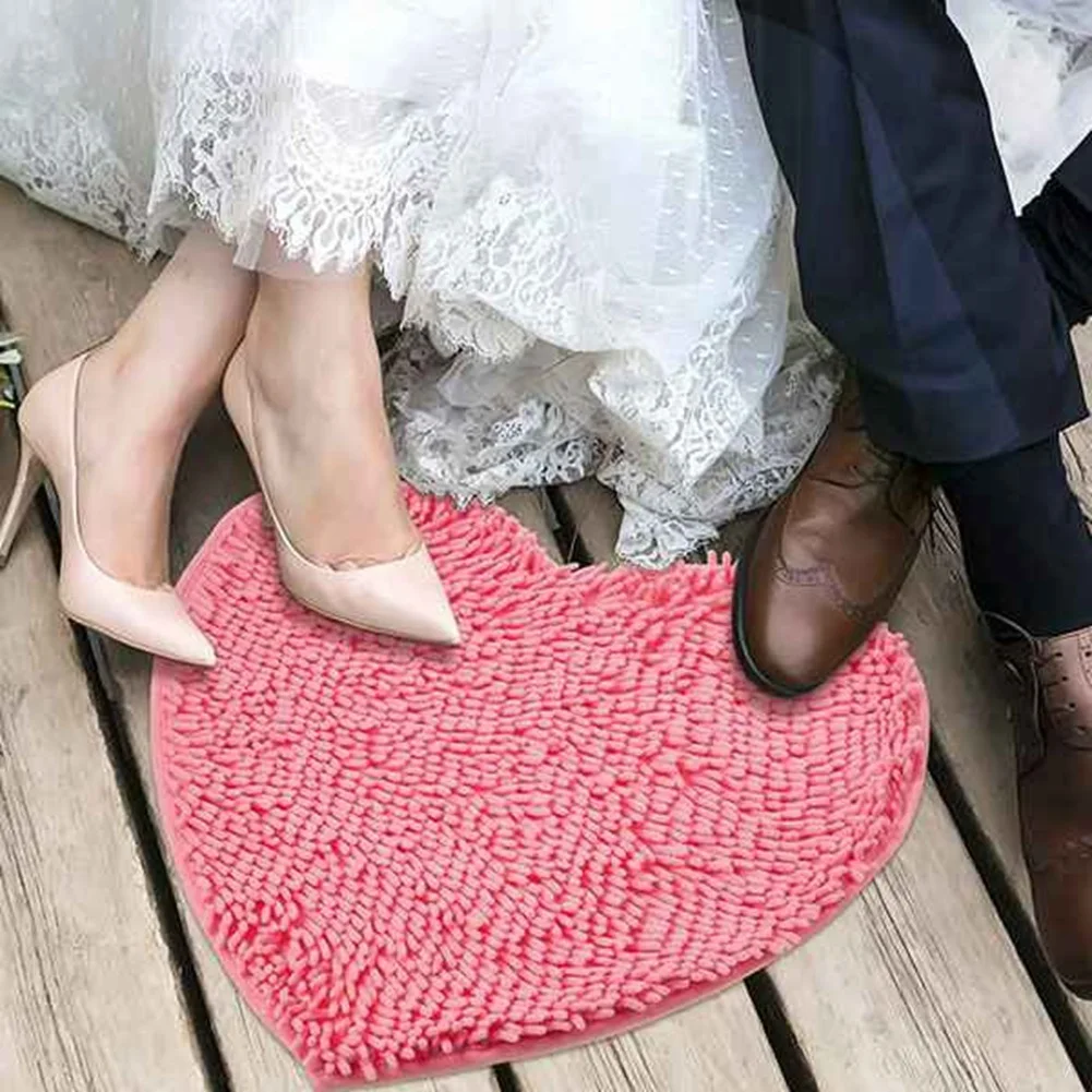 A76X-Heart Shaped Rug Love Floor Mat Heart Shag Shower Mat Non-Slip for Home Living Room Sofa Bathroom Floor Valentine's Day view 5