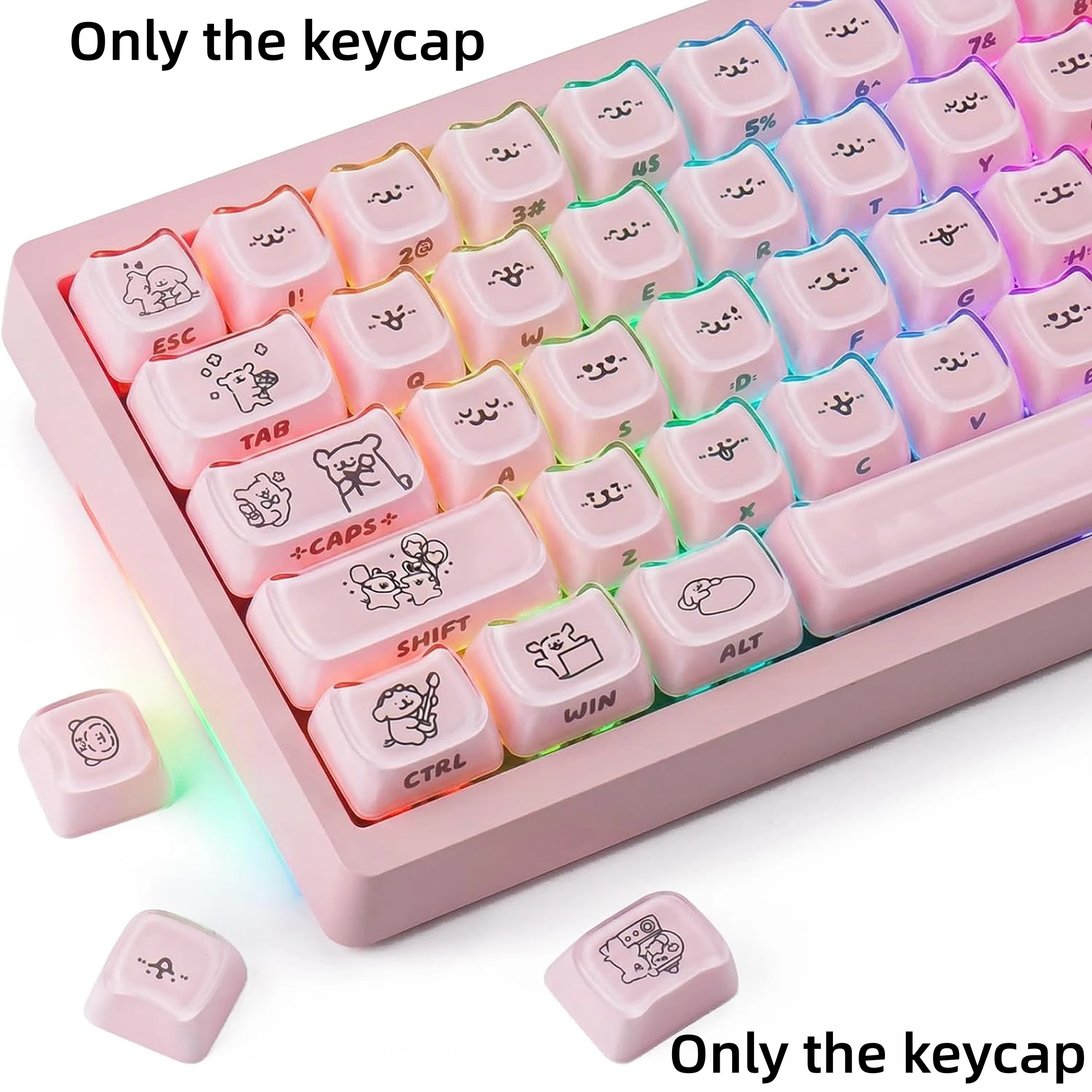 

Mao Profile Pink Side Print Keycaps Cute Puppy Cat Anime 119pcs Cherry MX Compatible for DIY Mechanical Keyboard 60% 75% 80% 100