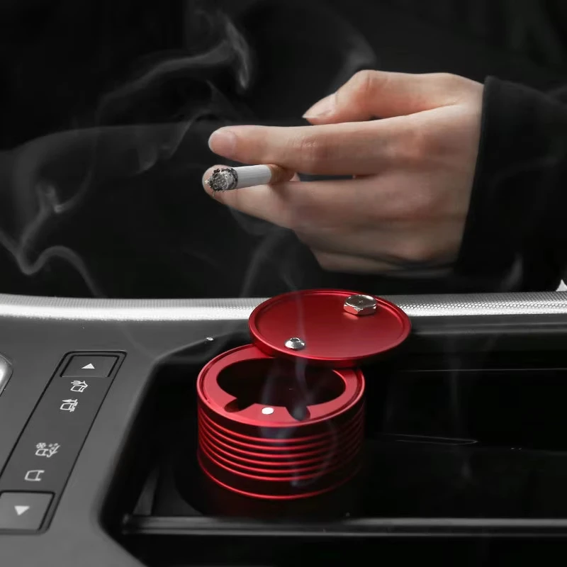 Car Ashtray Creative Oil Drum Ashtray Sealed Lid Ash Tray Aluminum Alloy For MG ZS MG4 EV MG HS MG3 MG5 EV Marvel R MG ONE MG6