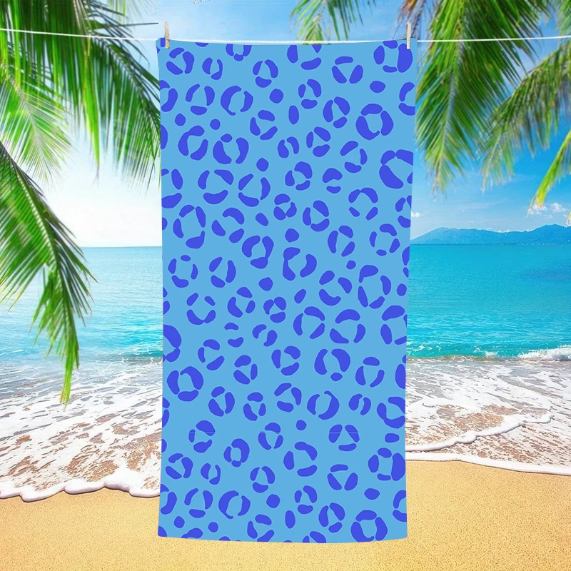 Blue White Striped Beach Towel Summer Letter Print Oversized Microfiber Quick Dry Sand Free Pool Bath Towel Tropical Travel Gift