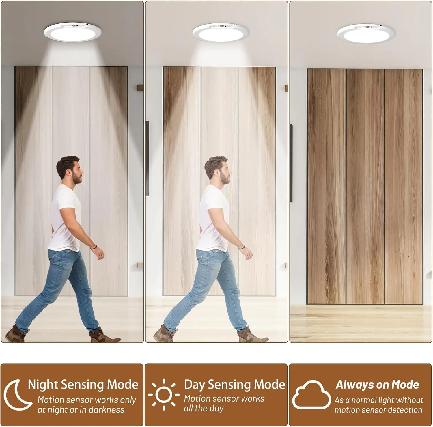 Obrázek 7: LED hnutí senzor strop lehký  magnetický instalace s daleký ovládání USB dobíjecí pro sprcha ložnice skříni noc lampa