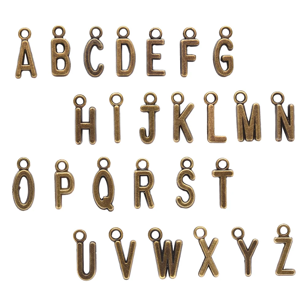 

26pcs Letter Pendant Charms Mini English Shape Alloy Retro Style Jewelry DIY Accessories Perfect for Crafting Projects