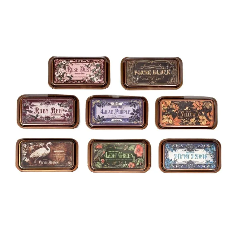 Almohadilla de tinta vintage de 1 pieza, almohadilla de tinta de secado rápido, color retro con estuche metálico para diario, álbum de recortes y creación de tarjetas