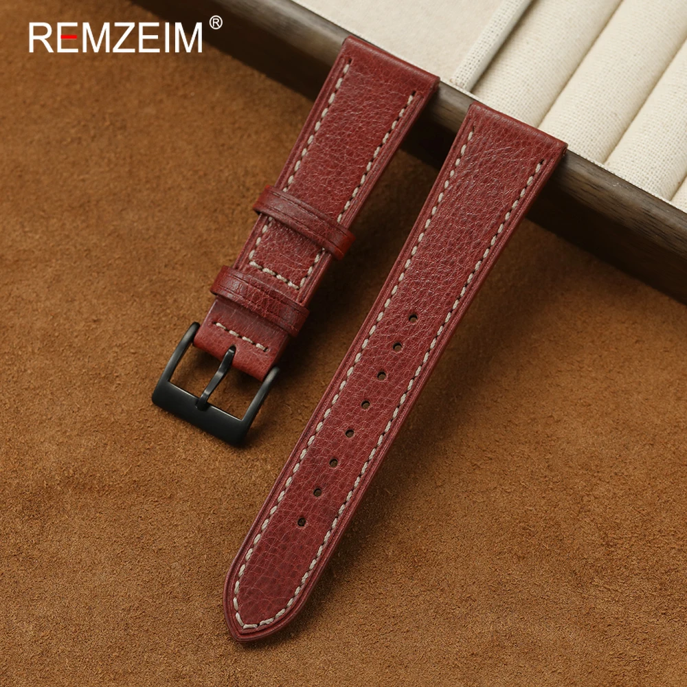 Langlebiges Ersatz-Uhrenarmband aus echtem Leder für Herren, 18 mm, 20 mm, 22 mm, angenehm zu tragen, universelles Uhrenarmband, Uhrenzubehör