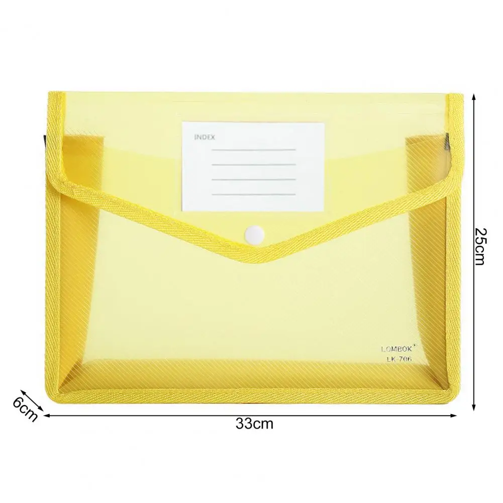 A4 Colorful File Folder With Label Pocket Horizontal Snap Button Examination Paper Document File Organizer Bag School Supplies