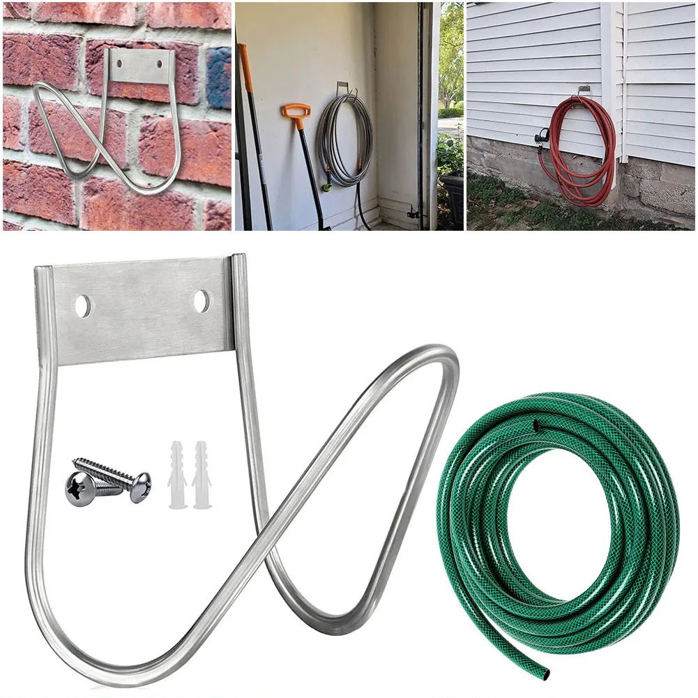 Stainless Steel Garden Hose Holder Wall Mounted Water Hose Hanger Water Hose Holder for Garden Garage Storage Rack