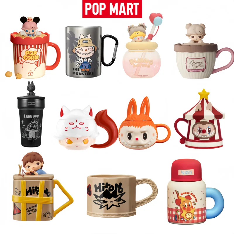 

POP MART Hirono DIMOO Lububu CRYBABY Ceramic Mug Coffee Cup Series Blind Box Cute Cartoon Portable Cup For Home Mystery Box Gift